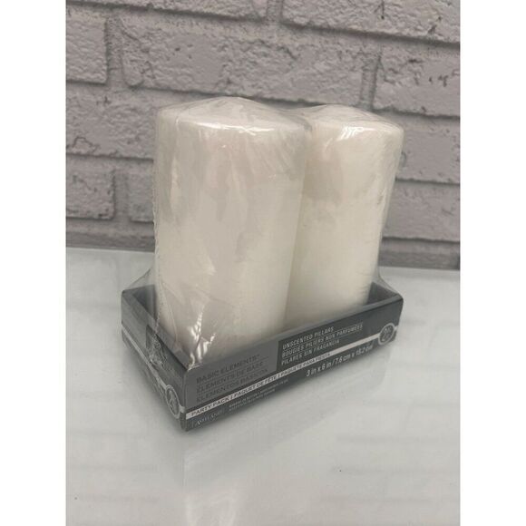 Basic Elements White Unscented Pillars Pack Of 2 - Picture 2 of 3